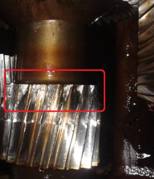 2nd shaft gear (19 teeth) condition after machine stoppage